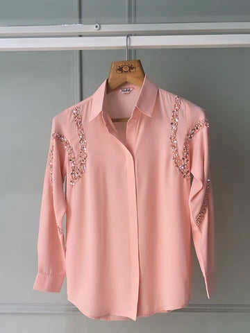 Celestial Peach Georgette Shirt