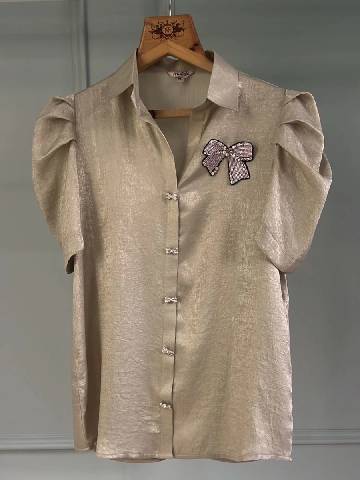 Champagne Embellished Bow Top