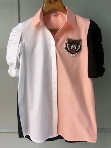 Colour Block Ruched Shirt
