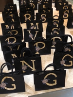 Embellished Monogram Rose Burlap