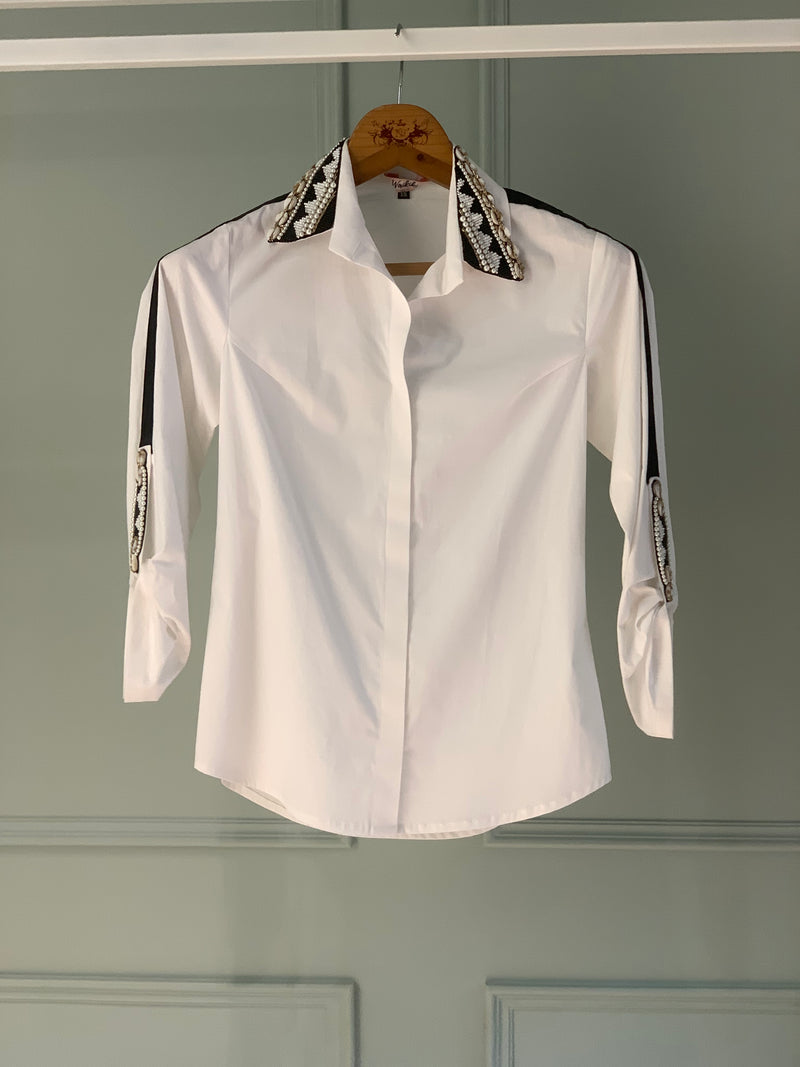 Shell Collar studded shirt